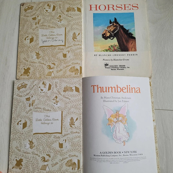 Vintage Retro Horses and Thumbelina Little Golden Book Hardcover - Picture 2 of 4